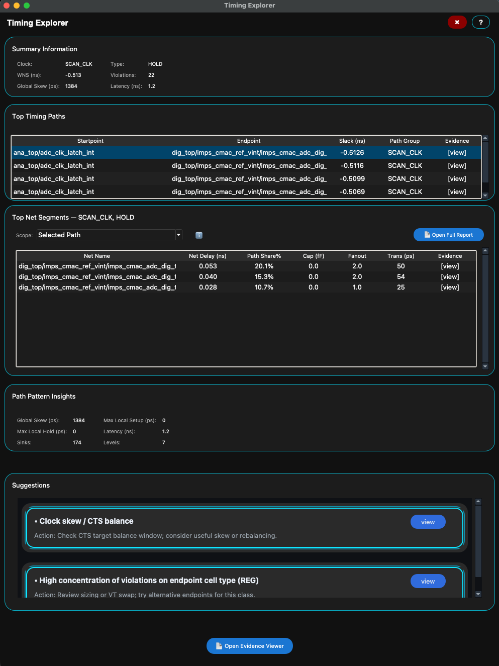 Timing Explorer path drill-down